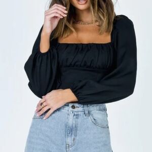 PRINCESS POLLY Ariah Balloon Sleeve Cropped Top ~ NWOT